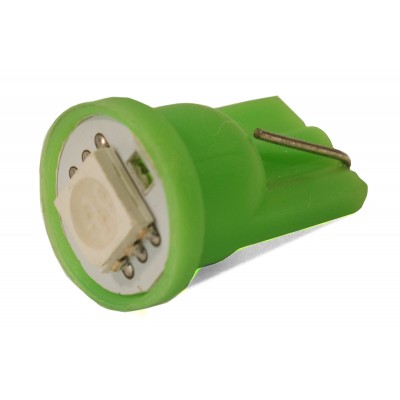 Светодиодная лампа AllLight T10  1 диод 5050 W2,1x9,5d 12V 0,45w GREEN