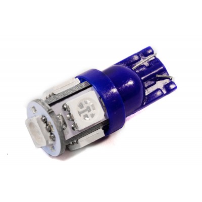 Светодиодная лампа AllLight T10  5 диодов 5050 W2,1x9,5d 12V BLUE