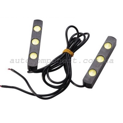 Ходовые огни DRL-D 012-1 W (JH-X3-1W) 3 диода (1w) Длинна:7,2 см, Ширина:1,5 см, Высота 1,5 см