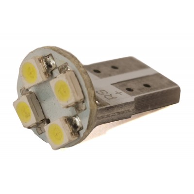 Светодиодная лампа AllLight T10  4 диода 3528 W2,1x9,5d 12V WHITE плата (керамический цоколь)