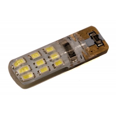 Светодиодная лампа AllLight T10 18 диодов 1030 W2,1x9,5d WHITE 12V в силиконе