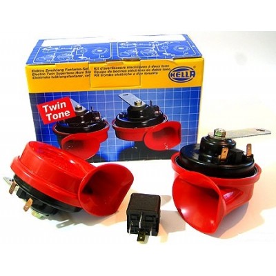 Звуковой сигнал рожок Hella 3FH007424801 12V (500/400 Гц) 2шт + реле (горизонтальный монтаж) Звуковой сигнал рожок Hella 3FH007424801 12V (500/400 Гц) 2шт + реле (горизонтальный монтаж)