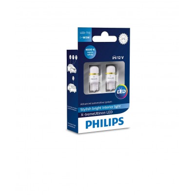 Комплект светодиодных ламп Philips 12799LED X-Treme Vision T10 1LED 12V W2,1X9,5d 1W 4000K SET 2pcs.