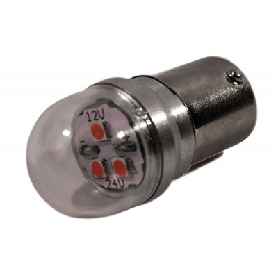 Светодиодная лампа AllLight T25  3 SMD 5050 BA15S 12-24V пузырек RED