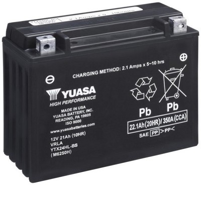 Мото аккумулятор Yuasa 22.1 Ah/12V High Performance MF VRLA Battery (сухозаряжений) (YTX24HL-BS)