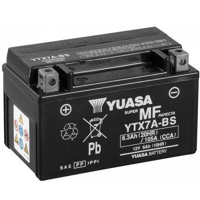 Мото аккумулятор Yuasa 6 Ah/12V MF VRLA Battery AGM (сухозаряжений) (YTX7A-BS)