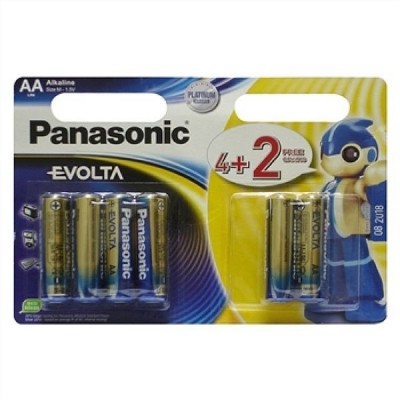 Батарейки PANASONIC EVOLTA ALKALINE AA 1.5V LR06 (4+2шт) (LR6EGE/6B2F)