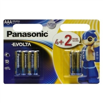 Батарейки PANASONIC EVOLTA ALKALINE AAA 1.5V LR06 (4+2шт) (LR03EGE/6B2F)