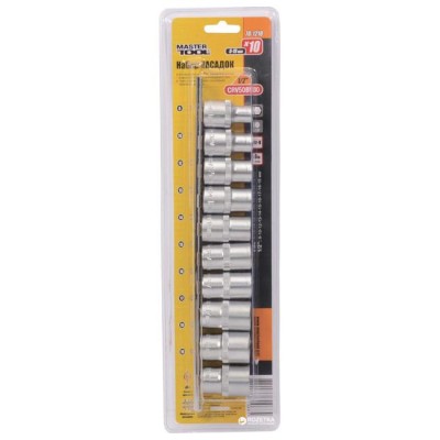 Набор головок шестигранных 1/2" MasterTool - 10 шт. (8-19 мм) (78-1210)
