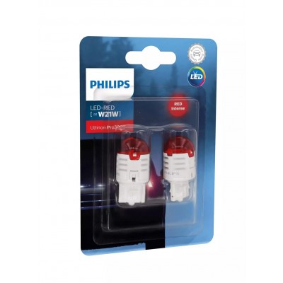 Комплект светодиодных ламп Philips 11065U30RB2 W21W LED 12V Ultinon Pro3000 RED