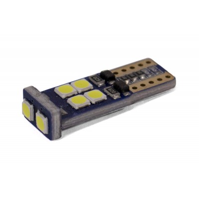 Светодиодная лампа StarLight T10 10(2+8) диодов 3030 12V 1.5W WHITE / мультиполярная / печатная плата