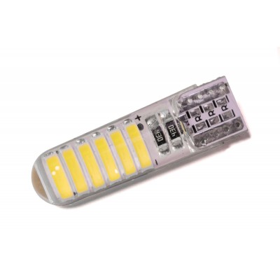 Светодиодная лампа StarLight T10 12 диодов 7020 12V 1W WHITE / печатная плата в силиконе