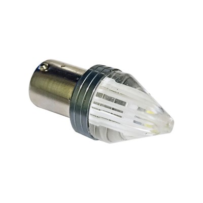 Светодиодная лампа StarLight T25  9 диодов 2835SMD BA15S 12V WHITE конусная прозрачная линза